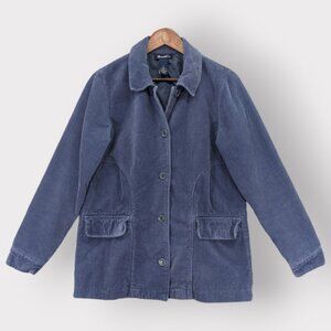 Denim & Co. Wide Wale Corduroy Fully Lined Barn Jacket Women S Blue Cotton P36